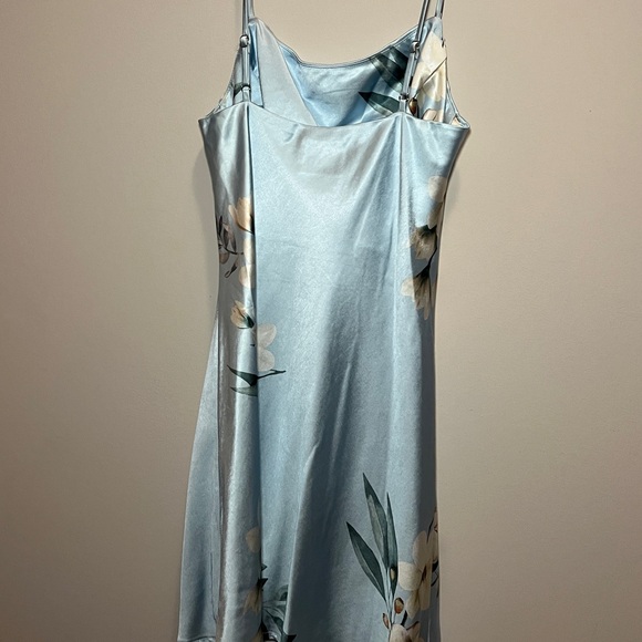Blue floral satin minidress - Picture 2 of 2